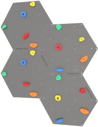Ścianka wspinaczkowa sześciokątna 4x szara płyta + 20 kolorowych uchwytów