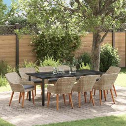 vidaXL Zestaw do jadalni 9 pcs Jasnoszary i czarny 200x100x74 cm (3261718)