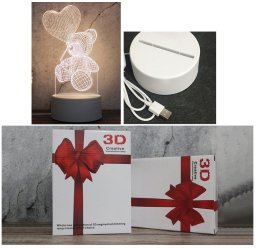 Lampka LED 3D Miś z serduszkiem na prezent