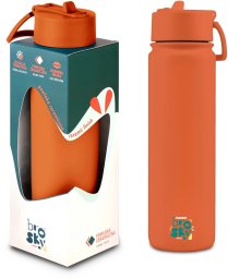 Brosky O. Ceglasta metalowa butelka na wodę ze słomką 680 ml