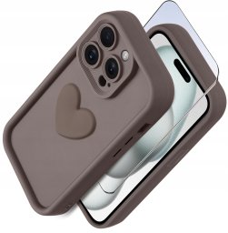 Etui do iPhone 14 Pro silikonowe MATOWE serce + Szkło ochronne na ekran 9H