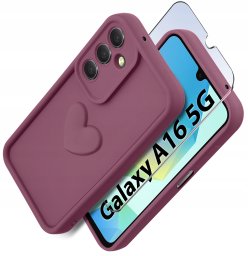 krainaGSM Etui do Samsung A16 5G silikonowe MATOWE serce + Szkło ochronne na ekran 9H