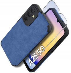 Etui do Samsung A25 5G silikonowe SKÓRZANE VINTAGE CASE + Szkło na ekran 9H
