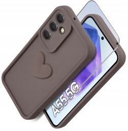 Etui do Samsung A55 5G silikonowe MATOWE serce + Szkło ochronne na ekran 9H