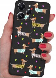 krainaGSM Etui do Xiaomi Redmi 12 4G WZORY |SILIKONOWE MATT CASE + SZKŁO 9H
