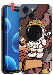 krainaGSM ETUI do iPhone 15 | WZORY | SILIKONOWE MATT CASE + SZKŁO 9H