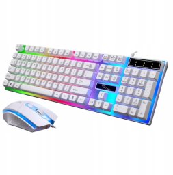 Klawiatura i mysz LED Biała Podświetlana Gamingowa
