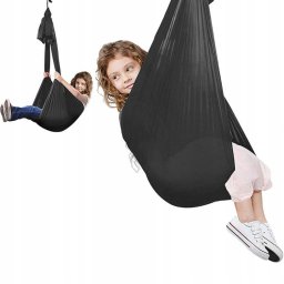 HUŚTAWKA SENSORYCZNA TERAPEUTYCZNA DLA DZIECI HAMAK 280x150cm 100kg czarna