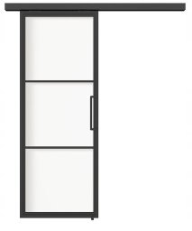 Drzwi przesuwne 90 Loft 3S szklane stalowe czarne z szybami od ręki