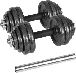 Hantle żeliwne regulowane w walizce z gryfem, zestaw 30kg  REBEL ACTIVE