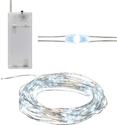 TG66254-1 LAMPKI CHOINKOWE Na DRUCIKU 40 LED MIKRO GIRLANDA ZIMNY BIAŁY ŚWIATEŁKA AA