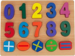 TG50034 CYFRY KLOCKI DREWNIANE UKŁADANKA CYFERKI PUZZLE
