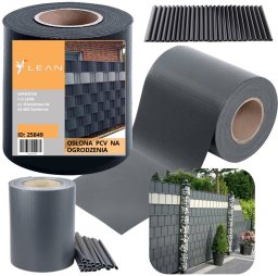 Taśma Ogrodzeniowa Ochrona UV 20 Klipsów Szara 450 g/m 19x35m LEAN