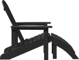 vidaXL Fotel Adirondack z podnóżkiem, czarny, HDPE