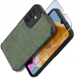 Etui do Samsung M15 5G silikonowe SKÓRZANE VINTAGE CASE + Szkło na ekran 9H