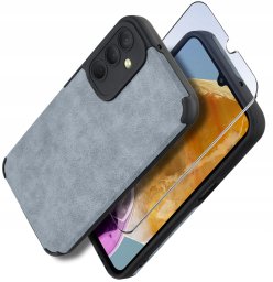 Etui do Samsung M15 5G silikonowe SKÓRZANE VINTAGE CASE + Szkło na ekran 9H