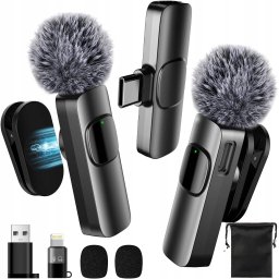 MIKROFON KRAWATOWY BEZPRZEWODOWY DO TELEFONU USB-C NA KLIPS ANDROID 2 MIC