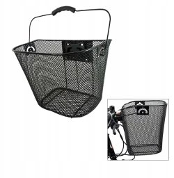 METALOWY DUŻY KOSZ KOSZYK ROWEROWY NA KIEROWNICĘ NA CLICK UCHWYT