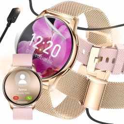 SMARTWATCH ZEGAREK DAMSKI POLSKIE MENU ROZMOWY POWIADOMIENIA SPORT ZLOTY