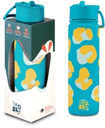 Brosky Wild Niebieska butelka na wodę z nadrukiem w motyw zwierzęcy 680 ml