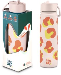 Brosky Różowa butelka na wodę z nadrukiem w zwierzęcy motyw 680 ml