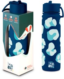 Brosky Wild Granatowa butelka na wodę z nadrukiem w motyw zwierzęcy 680 ml