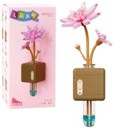 Klocki Konstrukcyjne Kwiat Lotosu Różowy W Fiolce 376 el. LEAN Toys