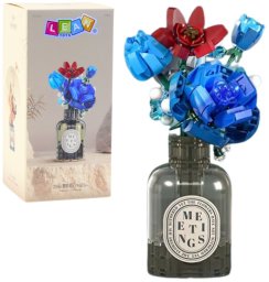 Klocki Konstrukcyjne Bukiet Kwiatów W Wazonie Czerwono-Niebieski 358 el. LEAN Toys