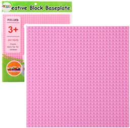 Płyta Plansza Konstrukcyjna Do Klocków Budowania Różowa 25,5x25,5 cm LEAN TOYS
