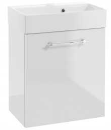 Szafka łazienkowa wisząca z umywalką 60x50cm Biały połysk uchwyt chrom Elara