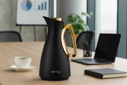 Termos z wkładem szklanym 1L ALESSIA czarno-złoty 9200