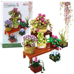 Klocki Konstrukcyjne Kwiaty W Doniczkach 7szt Dwie Półki 1446 el. LEAN Toys