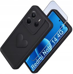 Etui do Xiaomi Redmi Note 14 4G silikonowe MATOWE serce + Szkło 9H