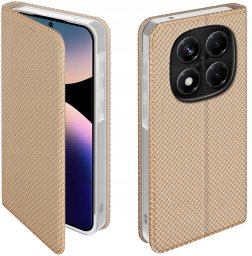 krainaGSM Etui z klapką do Xiaomi Redmi Note 14 Pro 4G Zamykane Złote Futerał
