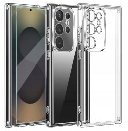 Etui do Samsung Galaxy S25 Ultra WZMACNIANE SILIKONOWE PRZEZROCZYSTE +Szkło