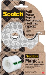 Dyspenser taśmy SCOTCH, ze stali nierdzewnej + 2x taśma Magic™ 19mm x 13,9m, srebrny
