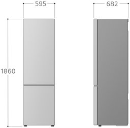 LG GBV21L0EPY Šaldytuvas, E, Free-standing, Combi, Height 1.86 m, Net fridge 234 L, Net šaldiklis 110 L, Sidabrinis