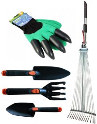 Zestaw Ogrodniczy Łopatka Motłograbie Rękawiczki