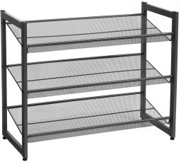 Regał na buty czarny metalowy industrialny 3 półki 7430,762,8 cm