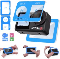 SZKŁO HARTOWANE 9H Z APLIKATOREM NA OBIEKTYW I EKRAN DO DJI ACTION 5 PRO - 3 SZT.