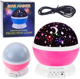 LeanToys Projektor Gwiazd Obrotowy 360 LED Lampka Nocna Różowy LEAN Toys