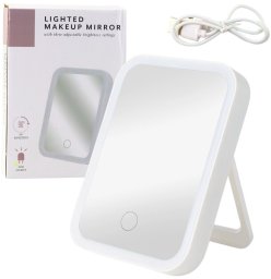 Lusterko kosmetyczne Lean Lusterko Podświetlane LED 3 Tryby Oświetlenia Kąt Nachylenia 90° Białe