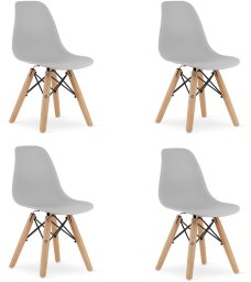 Krzesło szare skandynawskie ZUBI dla dzieci 4 szt. loft do pokoju