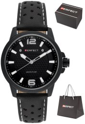 Zegarek Perfect Zegarek Perfect W146-07 męski perforowany pasek 44 mm .