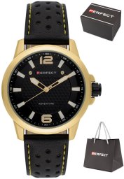 Zegarek Perfect Zegarek Perfect W146-04 męski perforowany pasek 44 mm .