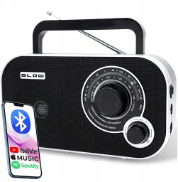 77-543# Radio przenośne analogowe am/fm blow ra12 czarno-białe