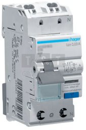 Hager ADS906D Wyłącznik różnicowo-nadprądowy RCBO 1P+N 6kA B6A 0,03A Typ A QuickConnect ADS906D