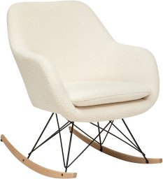 Atmosphera Fotel bujany OLMETO, boucle z drewnianymi nogami