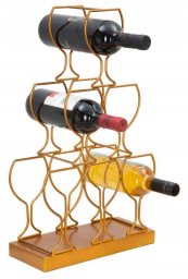 Stojak na wino, 6 butelek, złoty, 31 x 12 x 53 cm