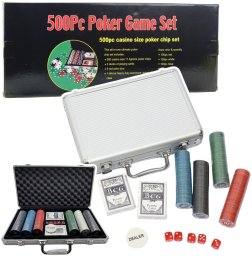 LeanToys Zestaw Do Gry W Pokera Profesjonalny Aluminiowa Walizka 500 el.